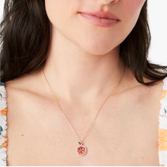 Kate Spade New York Sweet Citrus Orange Mini Pendant necklace New - Picture 3 of 9